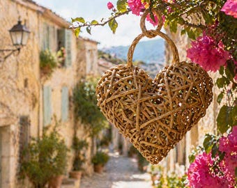 Handmade Bejuco Hanging Heart with ring only, Boho Valentine’s Day Decor
