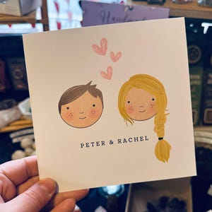 Ritratto biglietto di San Valentino, biglietto personalizzato, biglietto di anniversario, creatore di coppia, biglietto di San Valentino personalizzato, biglietto di auguri