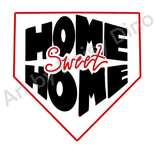 Home Sweet Home, Baseball/Softball Plate or base, Digital Drawing, For Download, In Color & Black and White