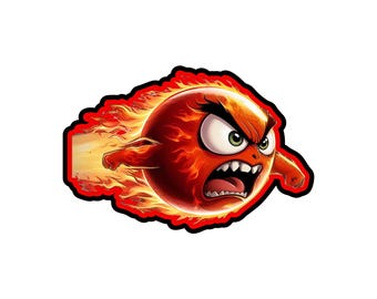 Angry Fireball-sticker png SVG | Vliegende vuurbal-clipart | Digitale download Cartoon Flame | Vinyl sticker gesneden bestand | Cricut-silhouet