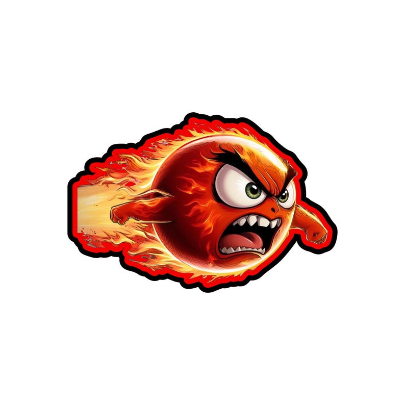 Angry Fireball Sticker PNG SVG | Flying Fireball Clipart | Cartoon Flame Digital Download | Vinyl Decal Cut File | Cricut Silhouette image 1