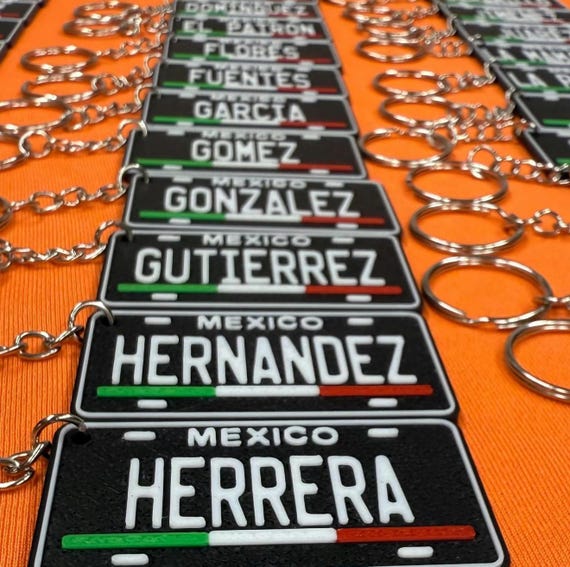 Llaveros Personalizados México Custom Mexico Keychains Plástico con Letras en Relieve Apellidos o Frases