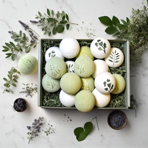 Natural Bath Bombs | 12 Handmade Vegan Bath Treats, Organic, Valentine&#39;s Day Gifts ,Bath Beauty Party Favors, for her, Gift Set, Relaxation