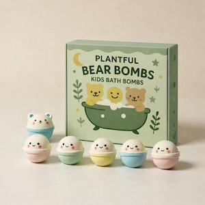 Plantful™ キッズバスボム | 楽しいバブルバス | 天然 | エッセンシャルオイル | 9個パック