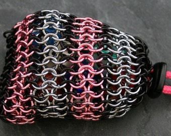 Kettenbeutel Pink-Ice-Schwarz Alu