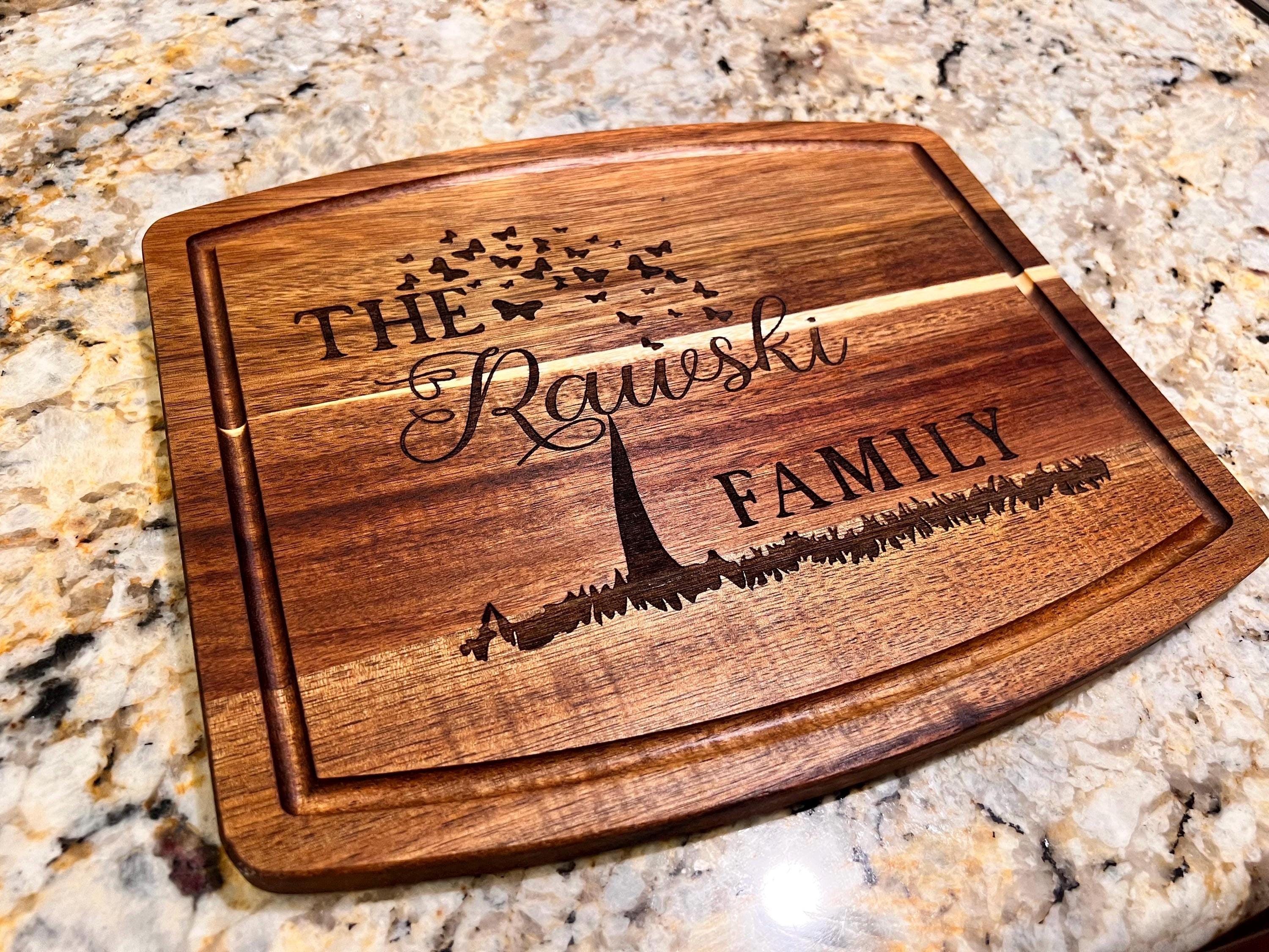 Custom Family Tree Acacia Wood Cutting Board - Engraved Personalized ...