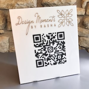 Custom Engraved Acrylic Qr Code Sign - Touchless Menu Sign - Reception Desk Sign - Office Qr Code Sign - Modern Business Sign