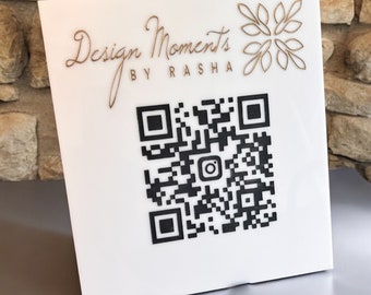 Custom Engraved Acrylic QR Code Business Sign – Touchless Menu