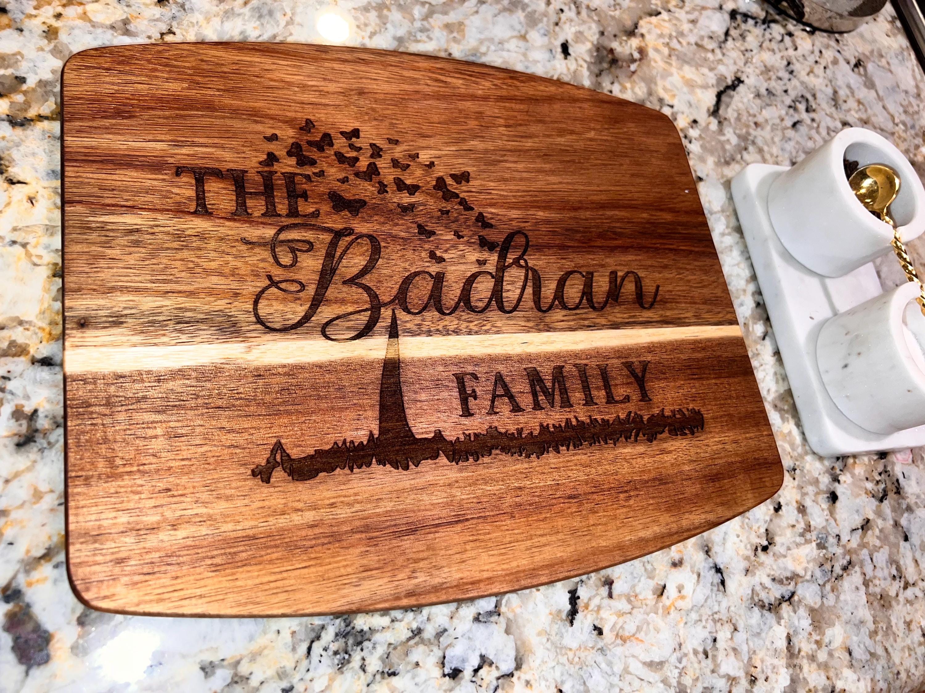 Custom Family Tree Acacia Wood Cutting Board - Engraved Personalized ...