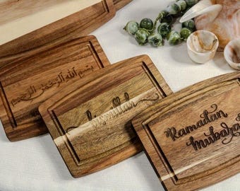 Personalized Acacia Wood Ramadan Cutting Board | Engraved Iftar Board