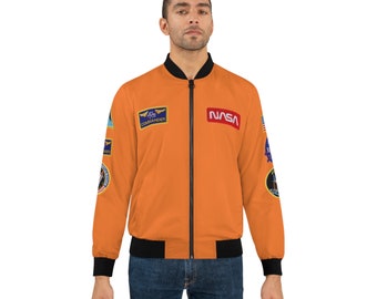 Mens AOP Orange Nasa Bomber Jacket
