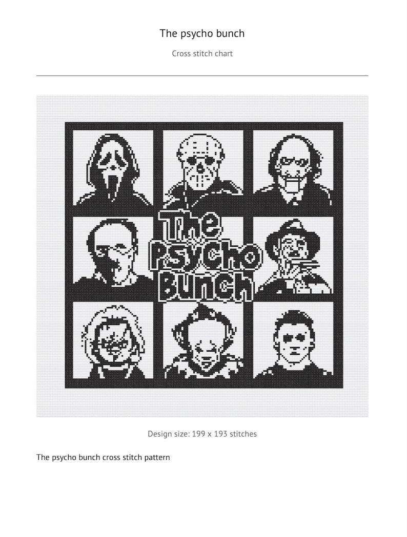 The Psycho Bunch Cross Stitch Pattern - Etsy