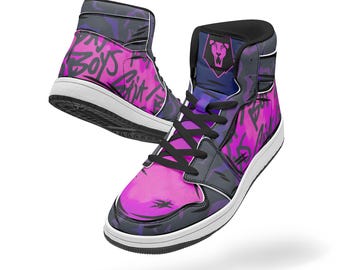 DH Saja Idol AJ1 High-Top Leather Sneakers - White / Black