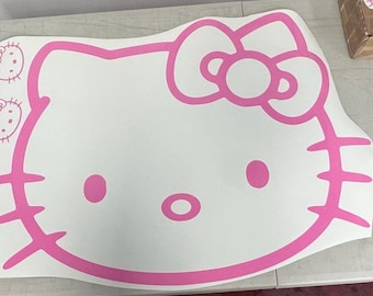 Calcomanía de gato rosa kawaii / Adhesivo de vinilo brillante para portátil o coche