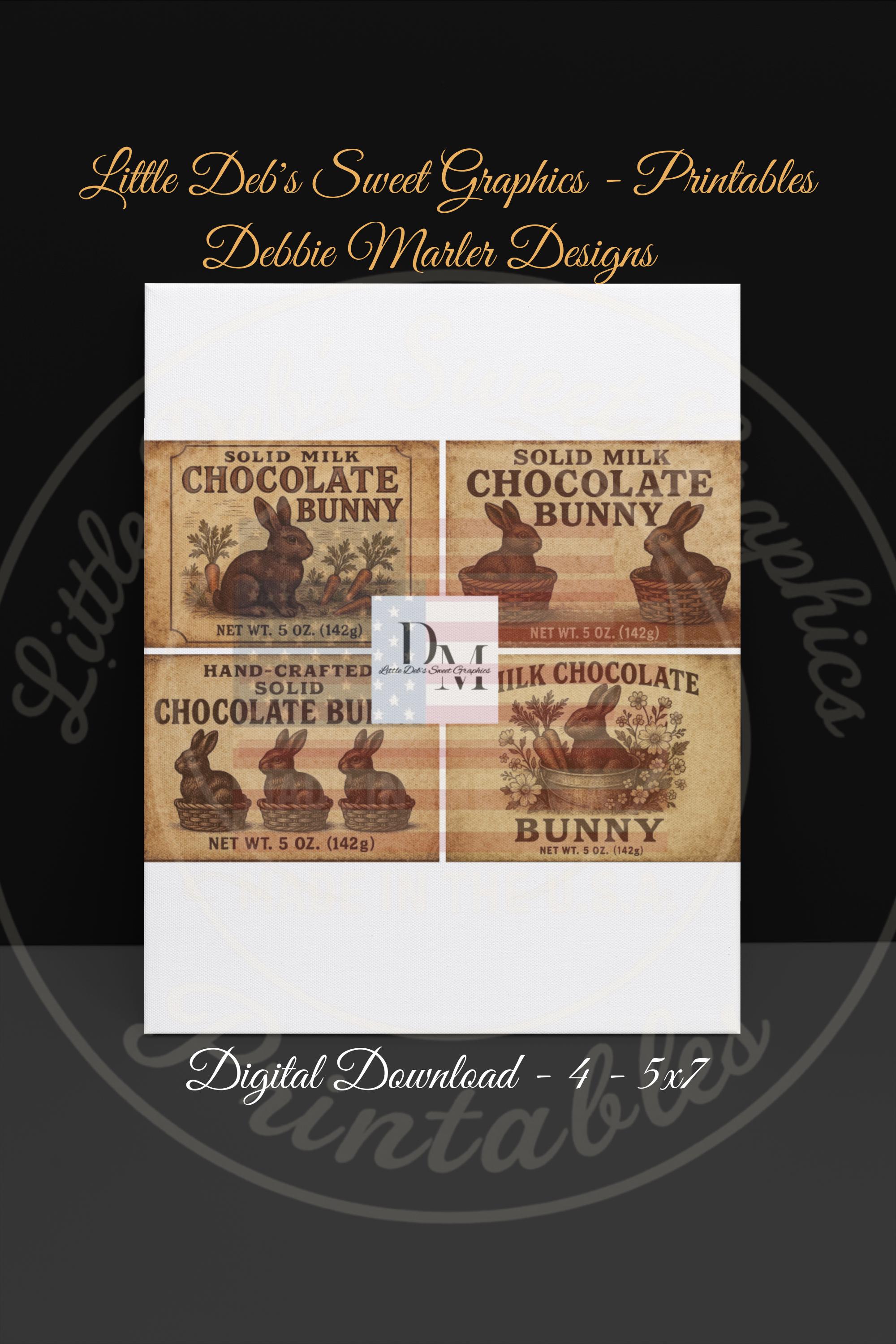 Primitive Farmhouse Solid Milk Chocolate Easter Bunny Bakery Labels ...