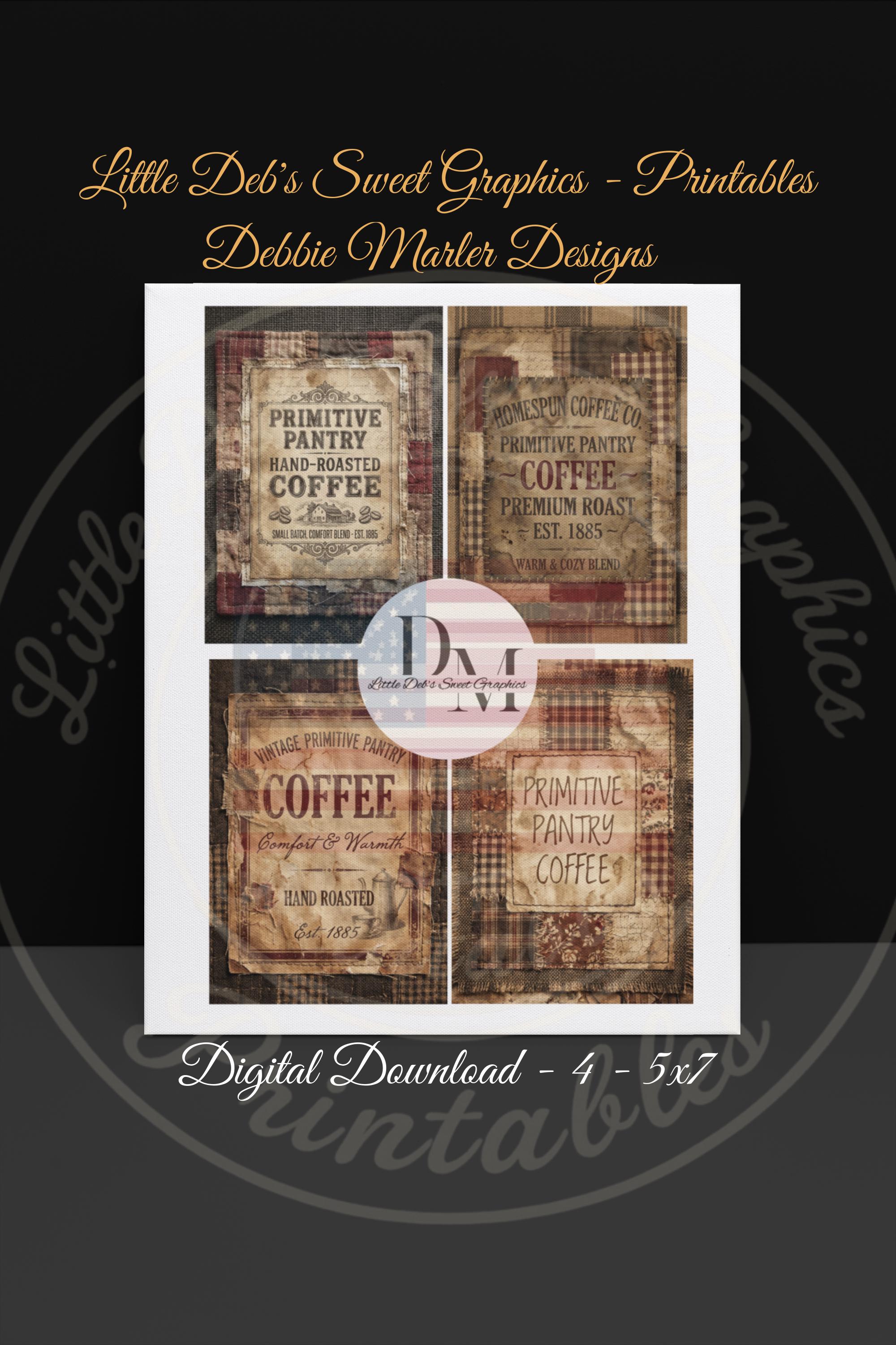 Rustic Coffee Labels Primitive Farmhouse Kitchen Pantry Coffee Labels - Bakers Cooking ...