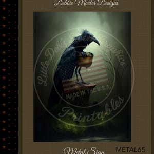 Creepy Raven Crow Metal Sign - Tall Legs - Primitive Farmhouse Decor