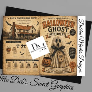 Digital Download Sewing Costume Pattern Kit - Halloween Folding Craft Book Ghost - Like McCalls & Simplicity Patterns - Sew, Can, Jar Labels
