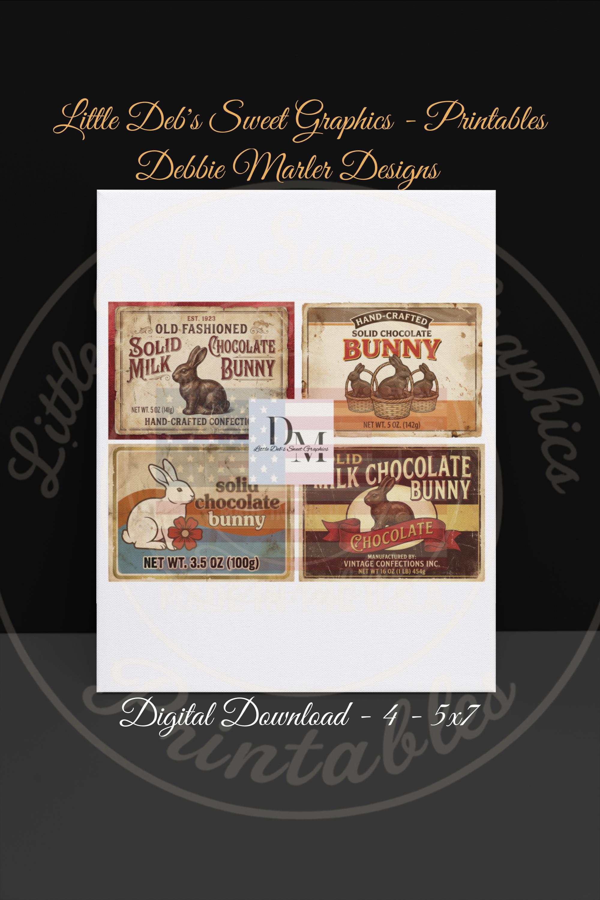 Primitive Farmhouse Solid Milk Chocolate Easter Bunny Bakery Labels ...