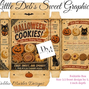 Digital Download Little Box - Farmhouse - Halloween Cookies - Bakery Treats - Label - Pantry Tin Can, Jar FULL BOX Wrap - Fold & Make Box