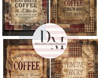 Etiquetas de café para despensa de cocina rústica - Etiquetas de cocina de panadero - Etiquetas para latas y frascos (Descarga digital)