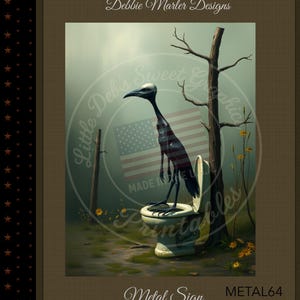 Creepy Tall Legs Raven Crow Metal Sign – Farmhouse Decor