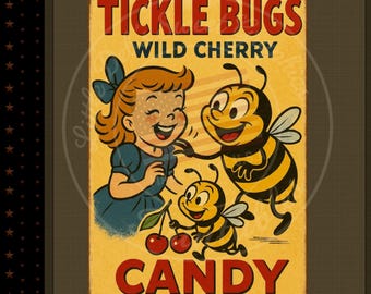 Tickle Bugs Candy Metal Sign - Wild Cherry, Retro Kitchen Decor - Etsy