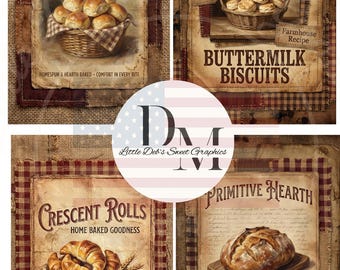 Etiquetas para pan de despensa de cocina rústica - Etiquetas para panaderos - Etiquetas para latas y frascos (Descarga digital)