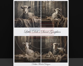 Primitive Lamb Printable: 4x4 Tier Tray Signs (Digital Download)