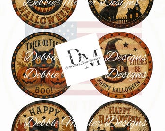 Primitive Farmhouse 6 -3.5" Circle Labels - Full Sheet Vintage Retro Black Cat - Pantry, Fall Tin Can, Jar Lids Labels (Digital Download)