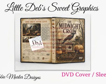 Digital Download DVD Cover Sleeve - Halloween - The Midnight Crow Pumpkins Movie - Instantly Change DVD J Card Cover - Primitive Decor