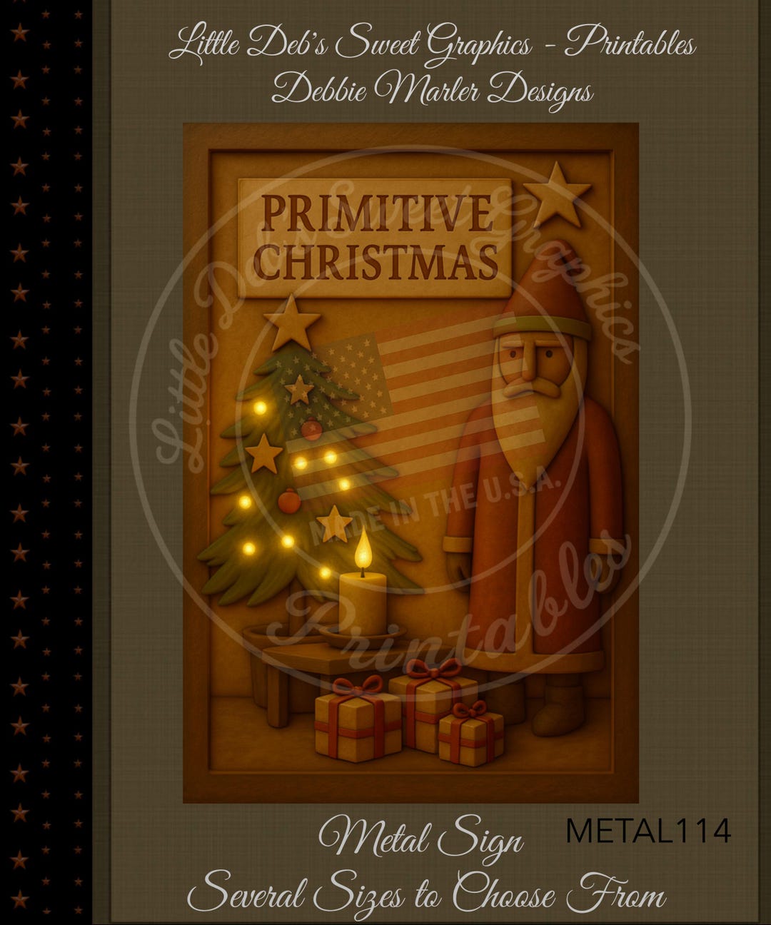 Prim Santa 3D Primitive Santa & Prim Christmas Tree Metal Sign: Prim Decor ...