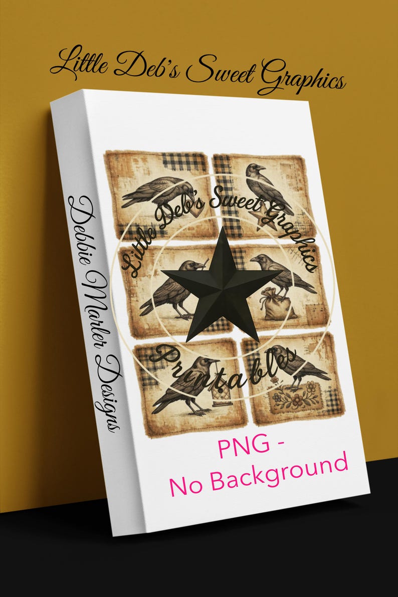 Primitive Farmhouse Prim Crow Labels - Full Sheet Grungy Homespun ...