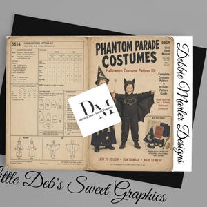 Digital Download Sewing Costume Pattern Kit - Halloween Wizard, Bat - Like McCalls & Simplicity Patterns - Sew, Can, Jar Labels