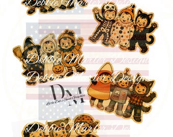 Primitive Farmhouse - Grungy Halloween - 5 Sheets Paper Halloween Cutouts - Vintage Pantry Labels - Tin Can, Jar Labels (Digital Download)
