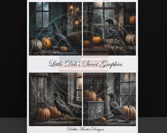 Crow and Pumpkin Fall Printable Art: Farmhouse Tiered Tray Signs (Digital Download)