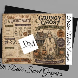 Digital Download Sewing Costume Pattern Kit - Halloween Grungy Ghost - Like McCalls & Simplicity Patterns - Sew, Can, Jar Labels
