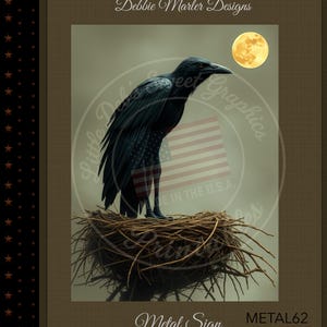 Creepy Raven Metal Sign: Tall Legs, Skinny Bird, Farmhouse Decor