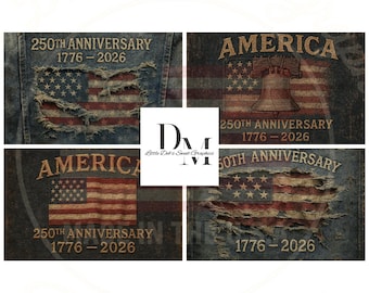 Primitive Farmhouse American Flag - Denim - 250th Anniversary - 1776-2026 Patriotic Labels - Tin Can, Jar Labels (Digital Download)