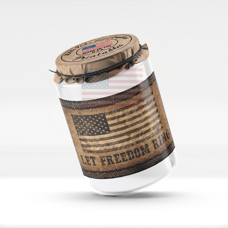Freedom Label Primitive Farmhouse Let Freedom Ring - American Flag U.S.A. Embroidery ...