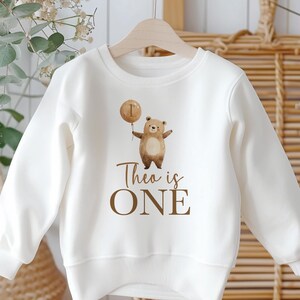Sudadera personalizada para el primer cumpleaños, camiseta con el oso para el primer cumpleaños, chaleco con el oso 1, jersey para el primer cumpleaños, jersey para niños y niñas, pijama para niños