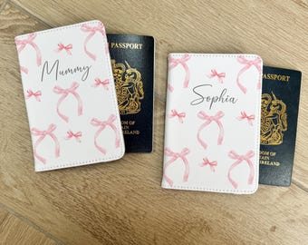 Personalised Passport Cover, Kids Passport cover, Matching Mummy and Daughter Passport cover, Kids passport holder, Girls Bow Passport cover
