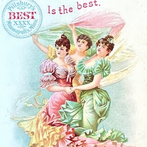 Victorian Trade Card Three Ladies on Top Pillsbury Flour Minneapolis Advertising 1800&#39;s