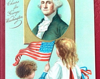 George Washington Antique Postcard Children with American Flag Americana Patriotic Clapsaddle 1909