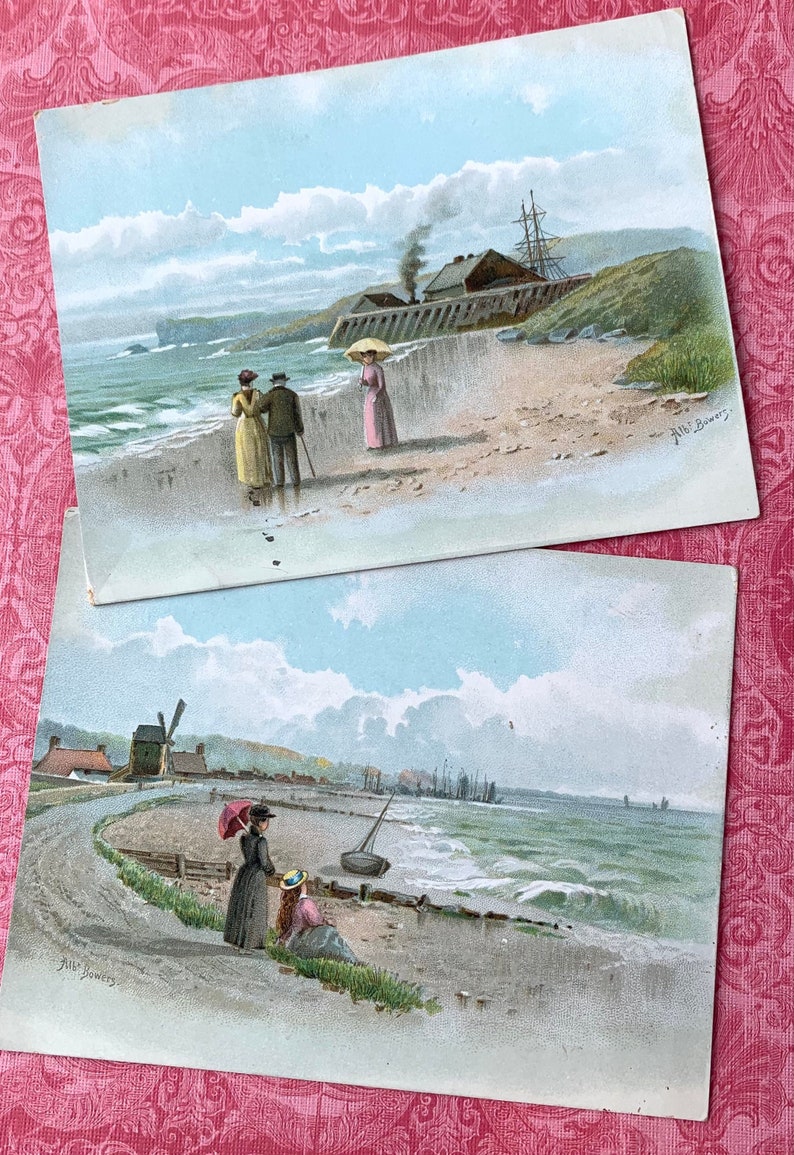 Victorian Trade Card Ladies by the Sea Shore Kenny Coffee Washington D C 1800\u2019s