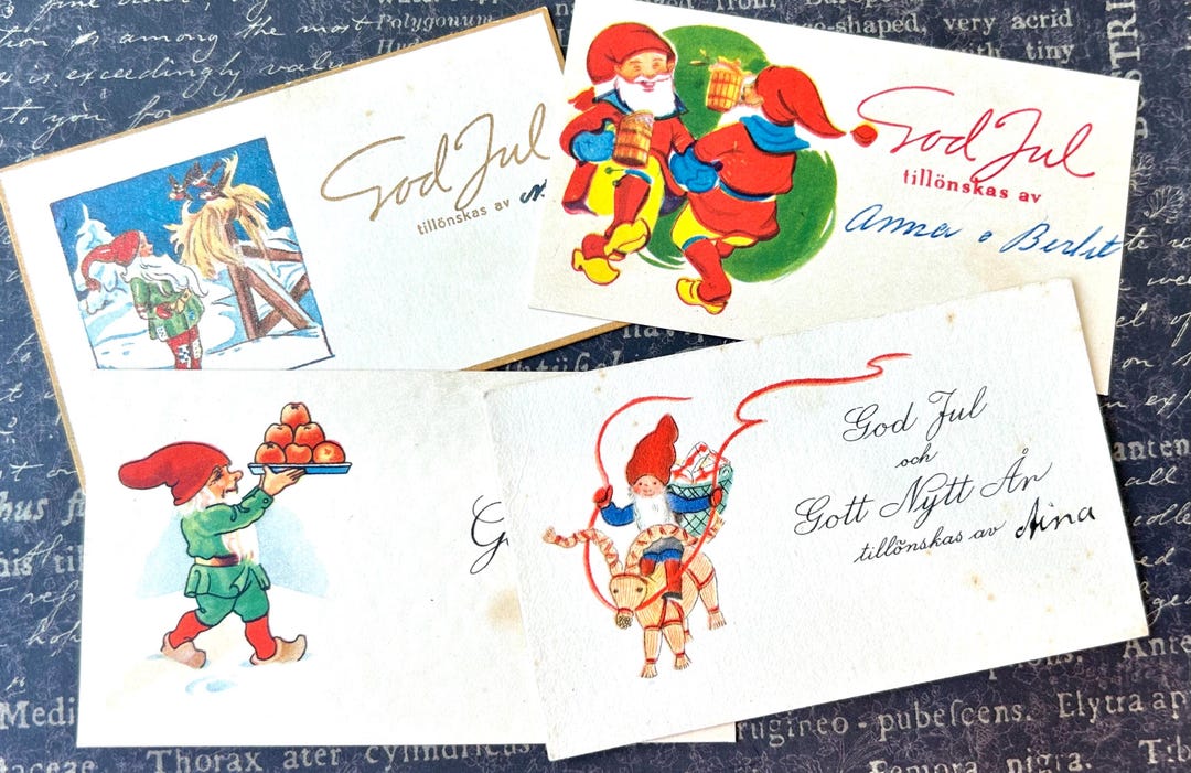 Swedish Miniature Christmas Cards Tomte Straw Goat 1940's 1950's Lot - Etsy