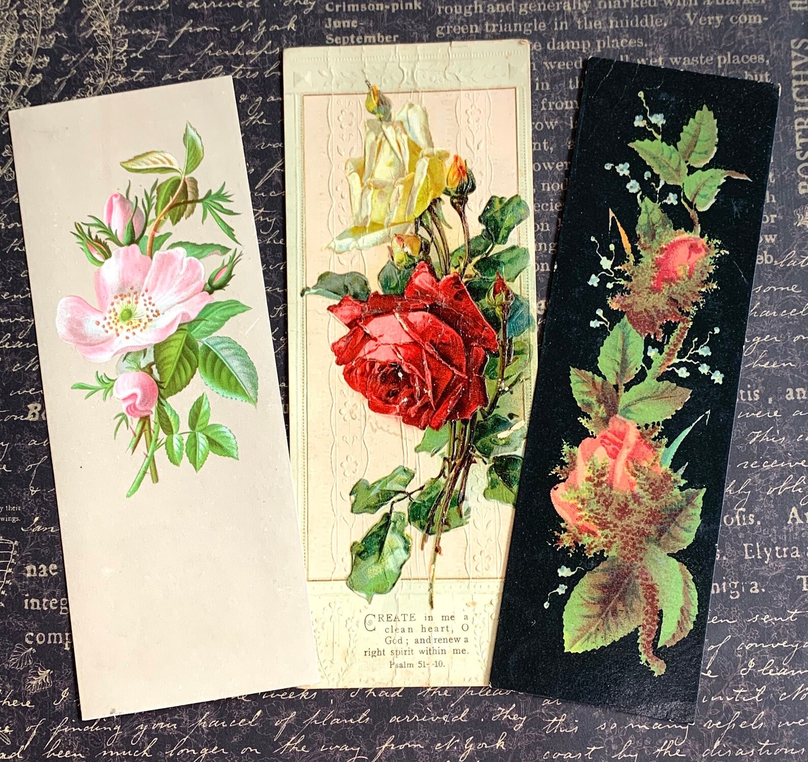 Victorian Bookmarks Scrappy Lot Catherine Klein Roses Psalm Assemblage Junk Journal 1800's - Etsy