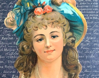 Victorian Trade Card Large Advertising Die Cut Display Piece Empire Tea House Passaic NJ 1880's Lady in Hat