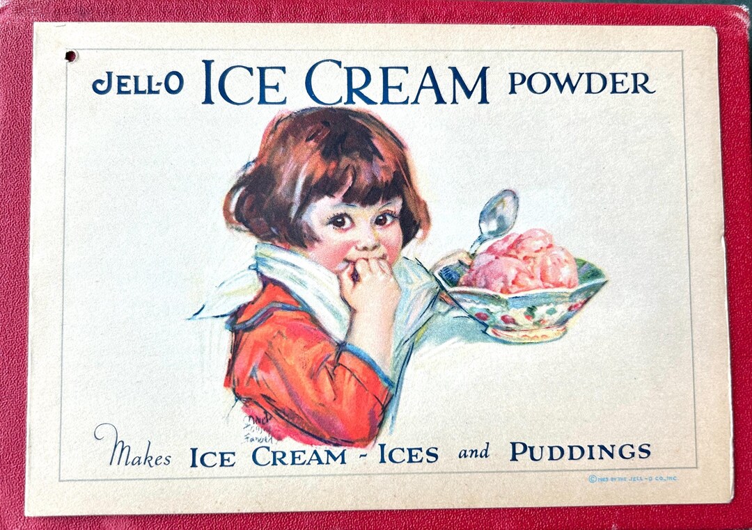 Vintage Advertising Recipe Bifold Jell-o Ice Cream & Pudding Powder ...