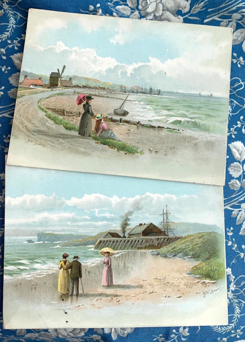 Victorian Trade Card Ladies by the Sea Shore Kenny Coffee Washington D C 1800\u2019s